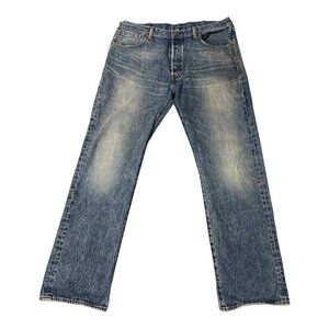 Levis 501 Jeans Mens 38x32 Distressed Denim Straight Leg Button Fly Vintage